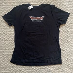 NWT Cedar Point Valravn T Shirt Adult XL Black Roller Coaster Amusement Park